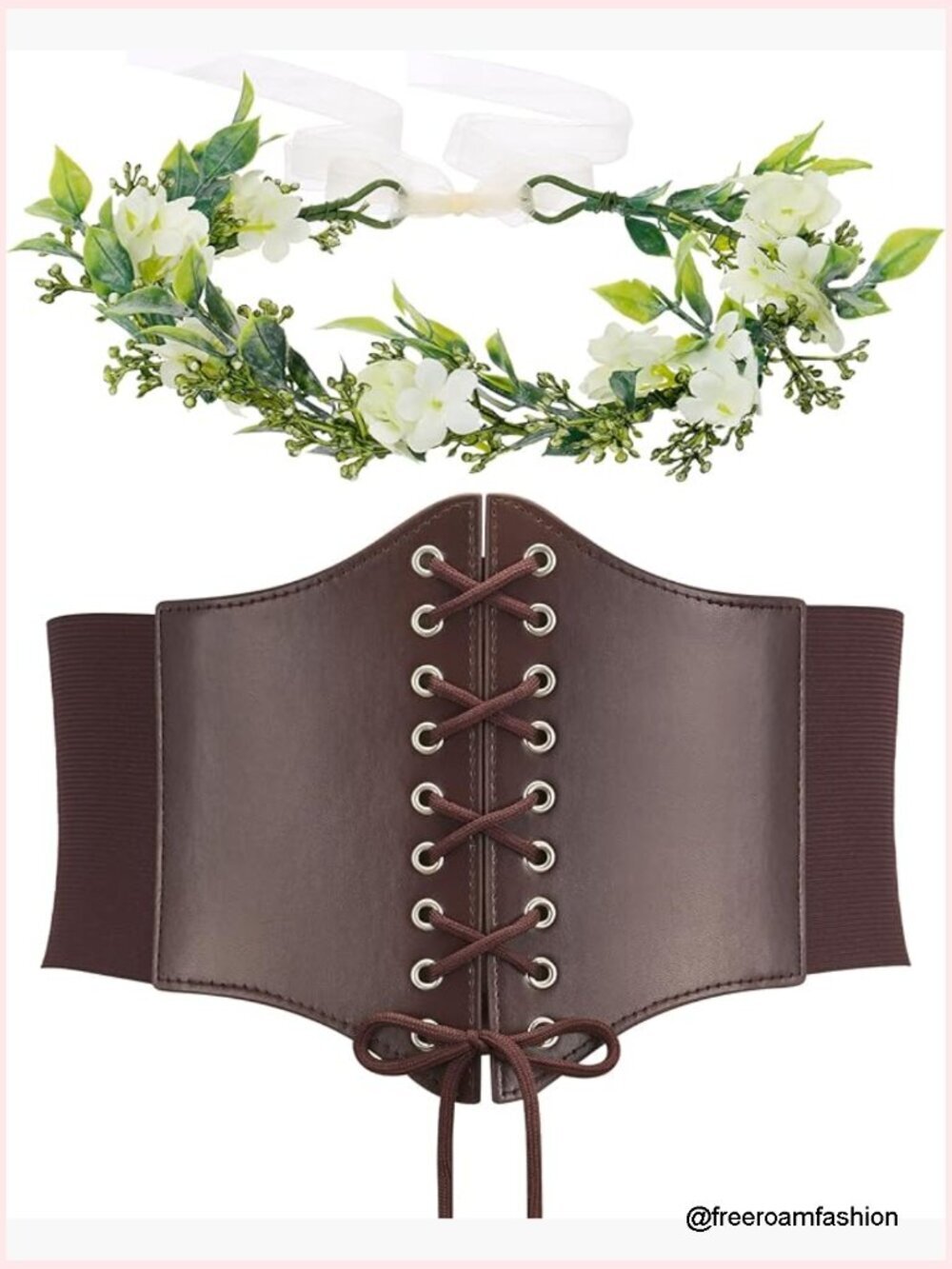 Renaissance Lace-up Pirate Corset Belt with Headpiece, Medieval Underbust Waist